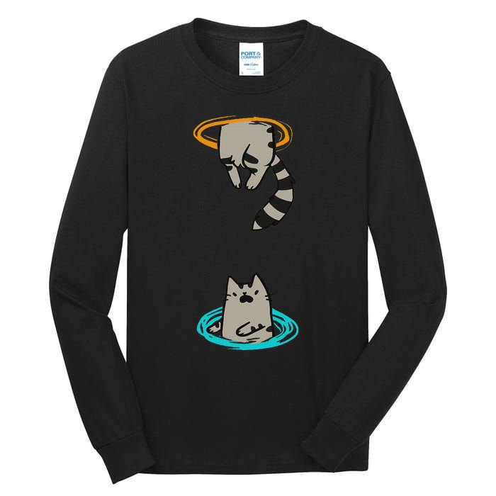 Portal Cat Funny Video Game Animal Tall Long Sleeve T-Shirt