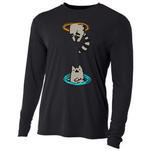 Portal Cat Funny Video Game Animal Cooling Performance Long Sleeve Crew