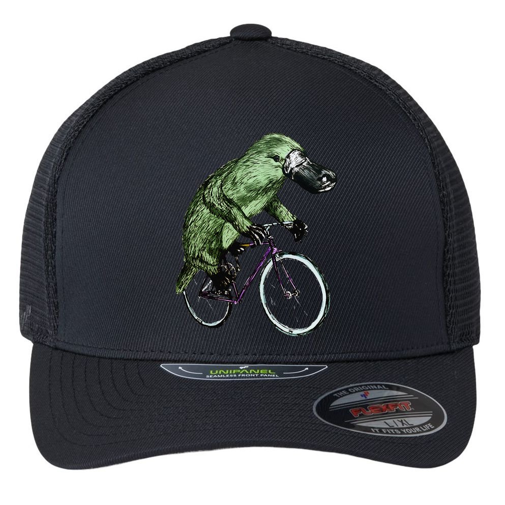 Platypus Cycling Funny Platypus Lover Platypus Bicycle Flexfit Unipanel Trucker Cap