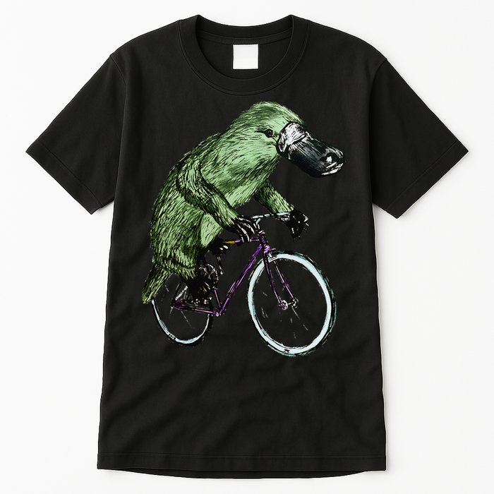 Platypus Cycling Funny Platypus Lover Platypus Bicycle Tall T-Shirt