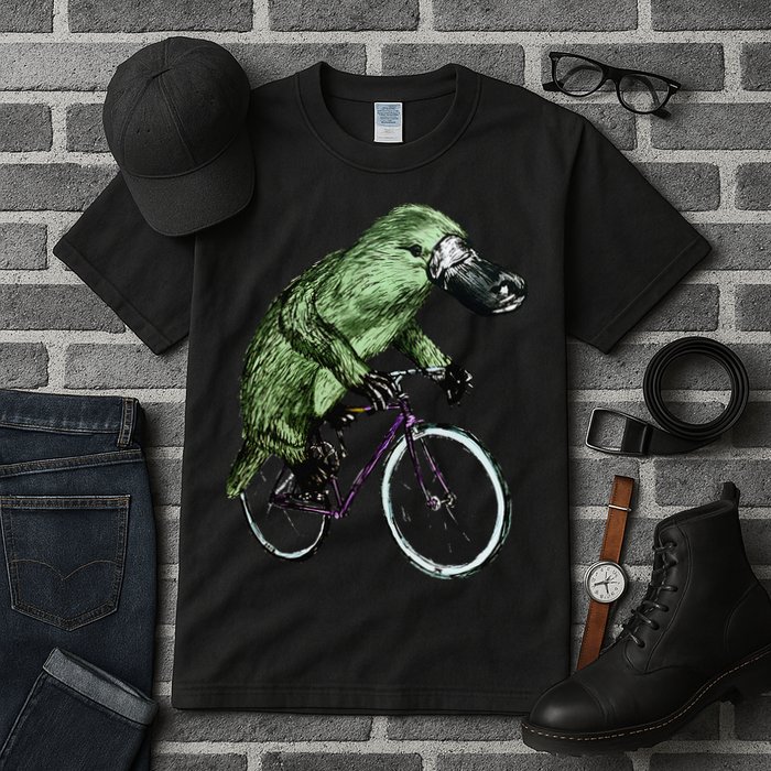 Platypus Cycling Funny Platypus Lover Platypus Bicycle Tall T-Shirt