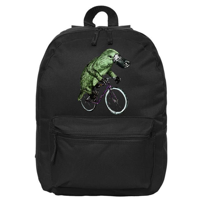 Platypus Cycling Funny Platypus Lover Platypus Bicycle 16 in Basic Backpack