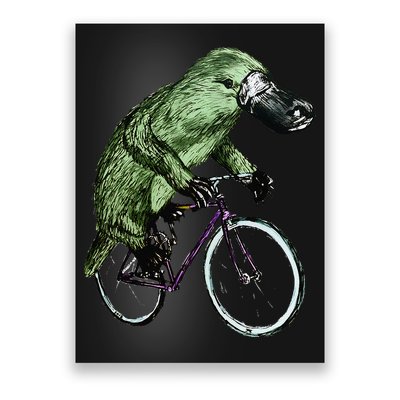 Platypus Cycling Funny Platypus Lover Platypus Bicycle Poster