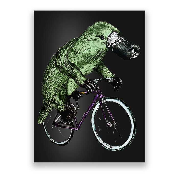 Platypus Cycling Funny Platypus Lover Platypus Bicycle Poster