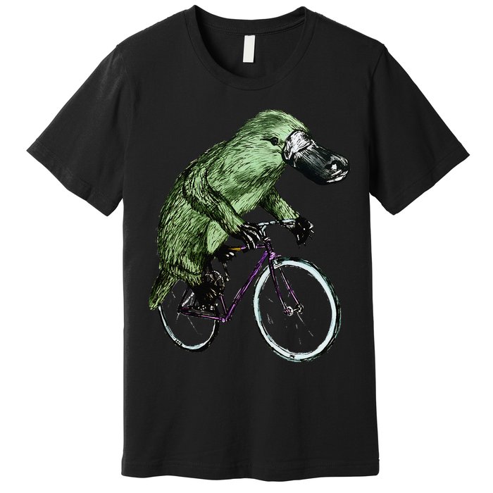 Platypus Cycling Funny Platypus Lover Platypus Bicycle Premium T-Shirt