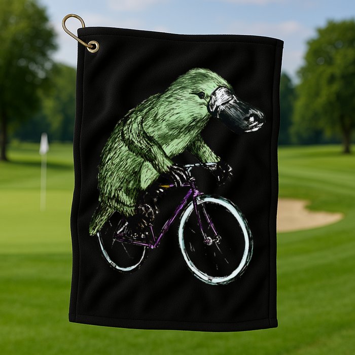 Platypus Cycling Funny Platypus Lover Platypus Bicycle Golf Towel