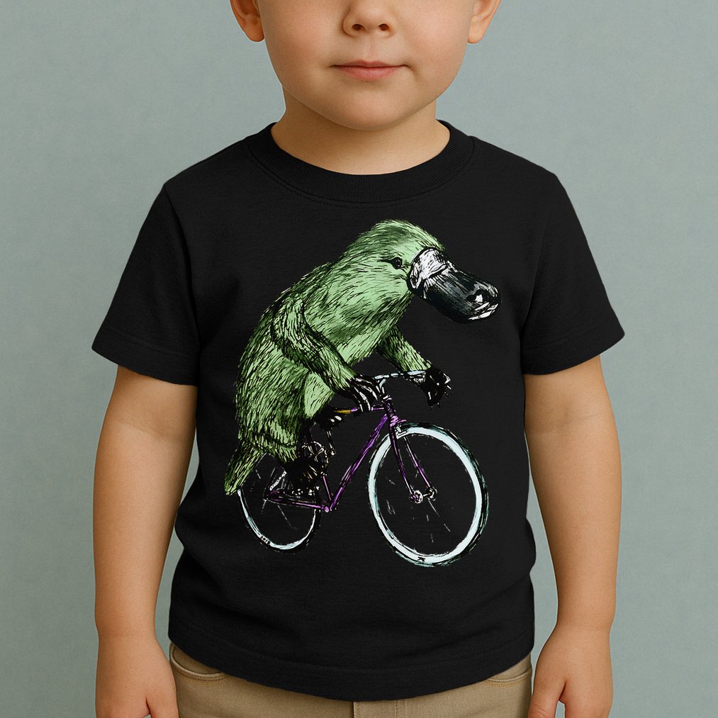 Platypus Cycling Funny Platypus Lover Platypus Bicycle Toddler T-Shirt