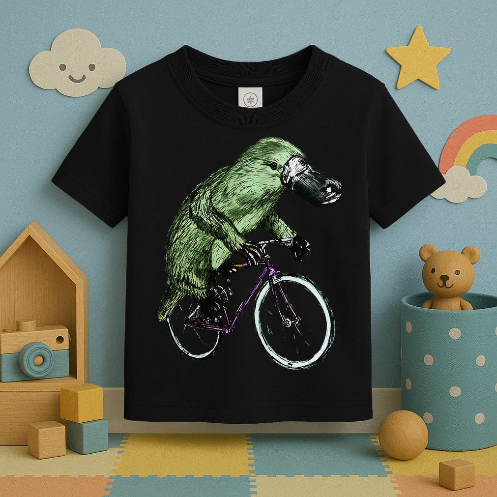 Platypus Cycling Funny Platypus Lover Platypus Bicycle Toddler T-Shirt