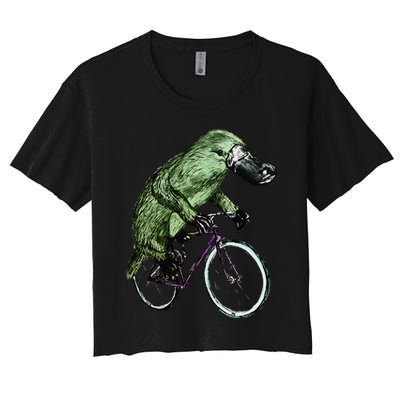 Platypus Cycling Funny Platypus Lover Platypus Bicycle Women's Crop Top Tee