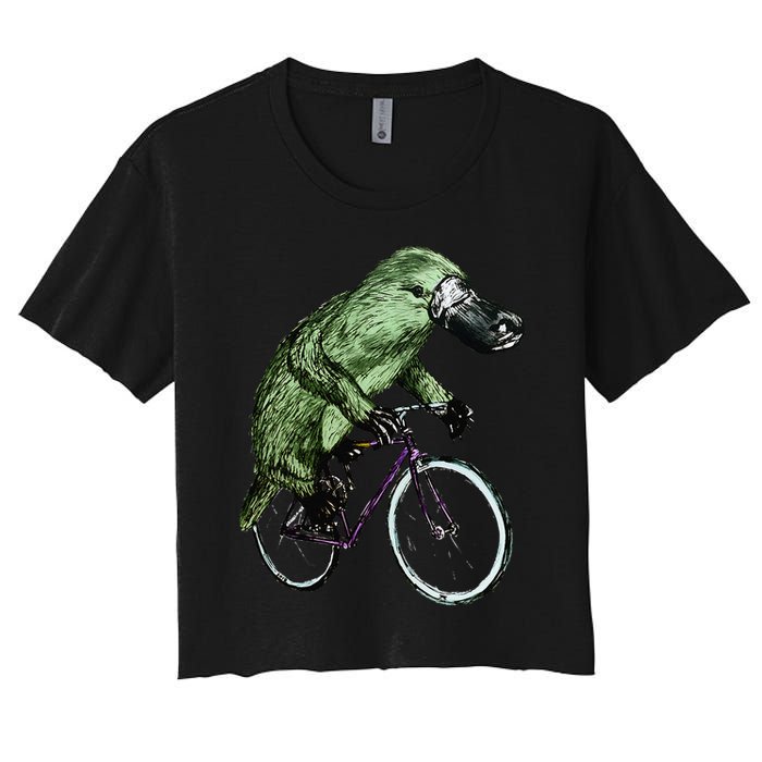 Platypus Cycling Funny Platypus Lover Platypus Bicycle Women's Crop Top Tee