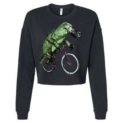 Platypus Cycling Funny Platypus Lover Platypus Bicycle Cropped Pullover Crew