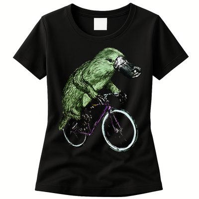 Platypus Cycling Funny Platypus Lover Platypus Bicycle Womens T-Shirt