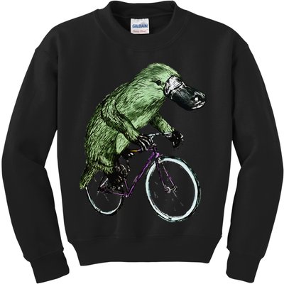 Platypus Cycling Funny Platypus Lover Platypus Bicycle Kids Sweatshirt