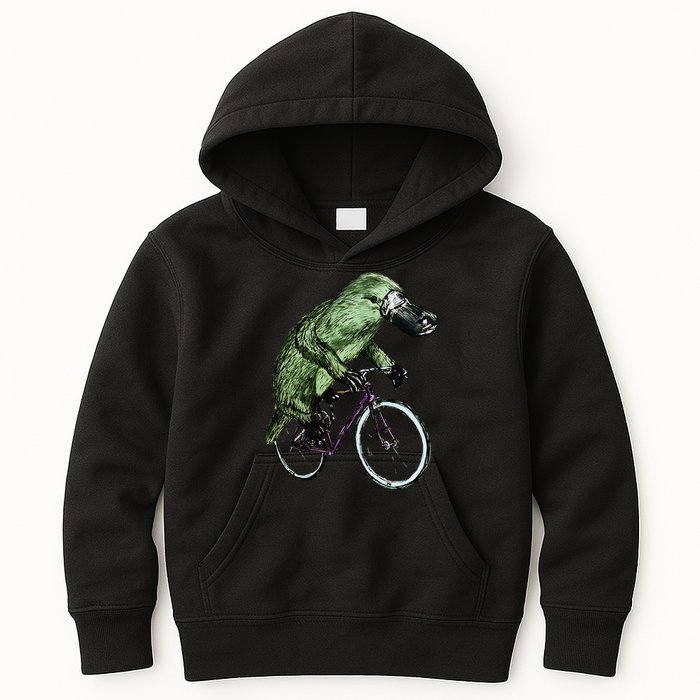 Platypus Cycling Funny Platypus Lover Platypus Bicycle Kids Hoodie