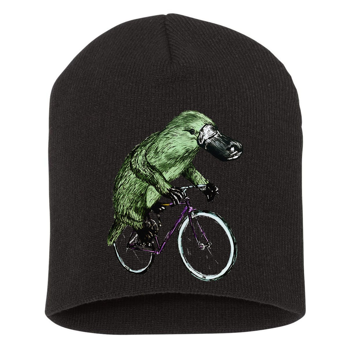 Platypus Cycling Funny Platypus Lover Platypus Bicycle Short Acrylic Beanie