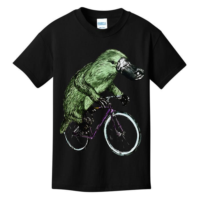 Platypus Cycling Funny Platypus Lover Platypus Bicycle Kids T-Shirt
