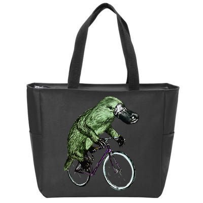 Platypus Cycling Funny Platypus Lover Platypus Bicycle Zip Tote Bag