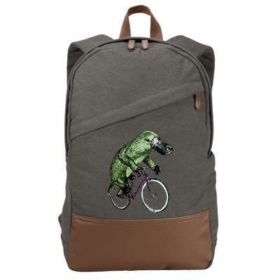 Platypus Cycling Funny Platypus Lover Platypus Bicycle Cotton Canvas Backpack