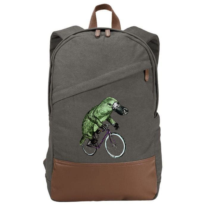 Platypus Cycling Funny Platypus Lover Platypus Bicycle Cotton Canvas Backpack