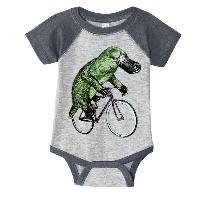 Platypus Cycling Funny Platypus Lover Platypus Bicycle Infant Baby Jersey Bodysuit
