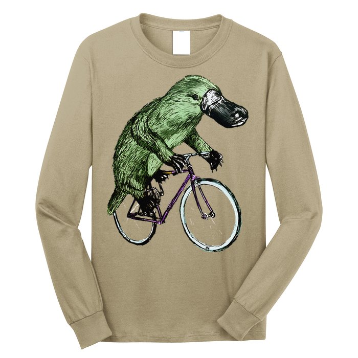 Platypus Cycling Funny Platypus Lover Platypus Bicycle Long Sleeve Shirt