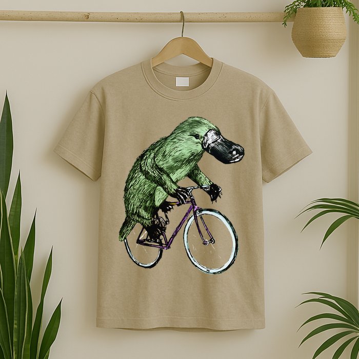 Platypus Cycling Funny Platypus Lover Platypus Bicycle T-Shirt