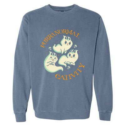 Purranormal Cativity Funny Halloween Costume Ghost Cats Gift Garment-Dyed Sweatshirt