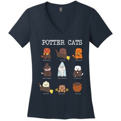 Potter Cats Funny Gifts For Cat Lovers Women's V-Neck T-Shirt