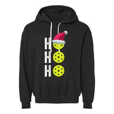 Pickleball Christmas Funny Santa Hat Holiday Ho Ho Ho Gift TShirt Garment-Dyed Fleece Hoodie