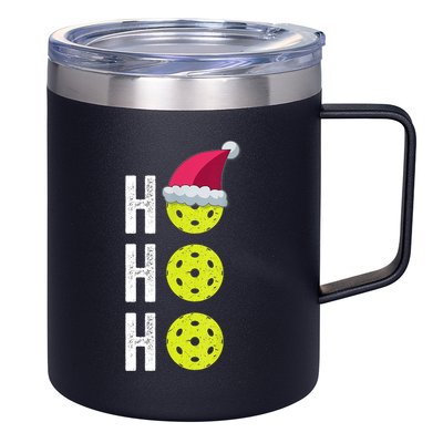 Pickleball Christmas Funny Santa Hat Holiday Ho Ho Ho Gift TShirt 12oz Stainless Steel Coffee Mug