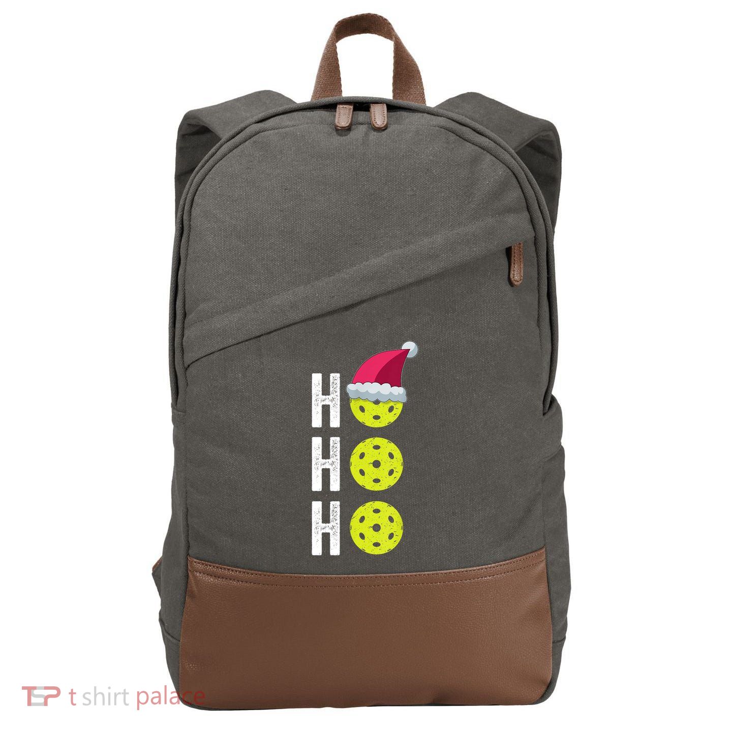 Pickleball Christmas Funny Santa Hat Holiday Ho Ho Ho Gift TShirt Cotton Canvas Backpack