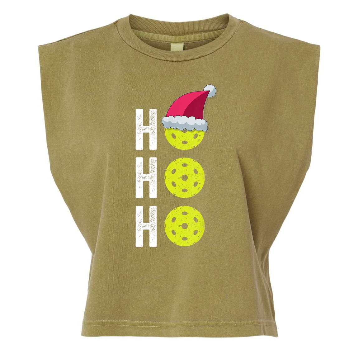 Pickleball Christmas Funny Santa Hat Holiday Ho Ho Ho Gift TShirt Garment-Dyed Women's Muscle Tee