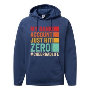 Proud Cheer Father My Bank Account Just Hit Zero Cheer Dad Gift Performance Fleece Hoodie