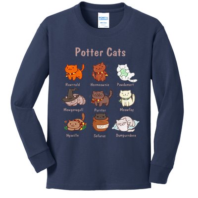 Potter Cats Funny Gifts For Cat Lovers Kids Long Sleeve Shirt