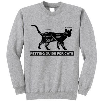 Petting Chart For A Cat Funny How To Pet A Cat Meme Tall Sweatshirt