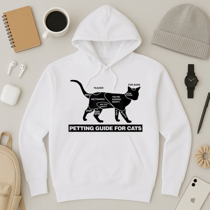 Petting Chart For A Cat Funny How To Pet A Cat Meme Hoodie