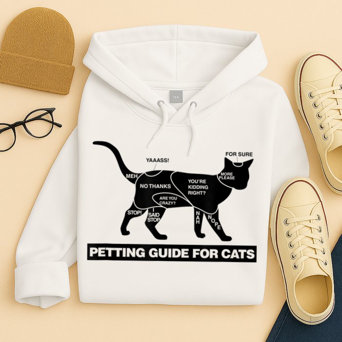 Petting Chart For A Cat Funny How To Pet A Cat Meme Hoodie