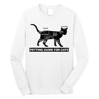 Petting Chart For A Cat Funny How To Pet A Cat Meme Long Sleeve Shirt