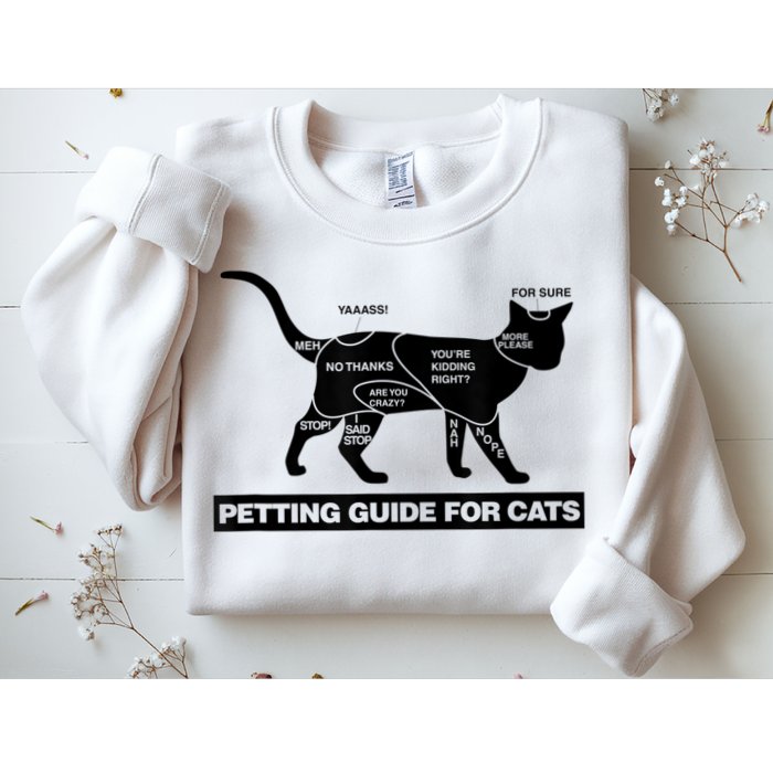 Petting Chart For A Cat Funny How To Pet A Cat Meme Sweatshirt