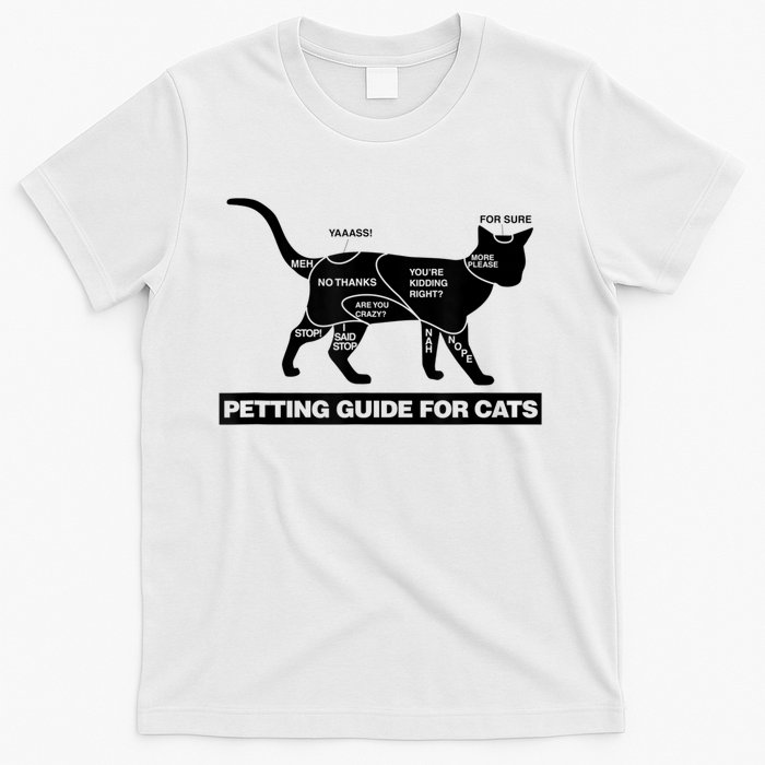 Petting Chart For A Cat Funny How To Pet A Cat Meme T-Shirt