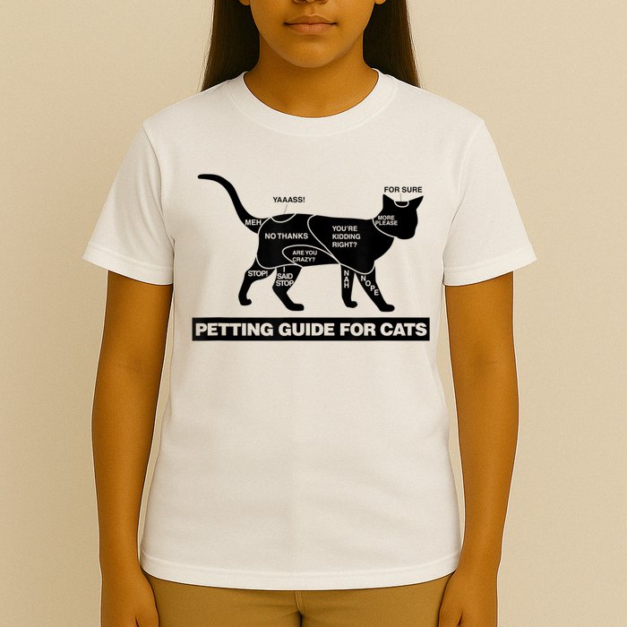 Petting Chart For A Cat Funny How To Pet A Cat Meme T-Shirt