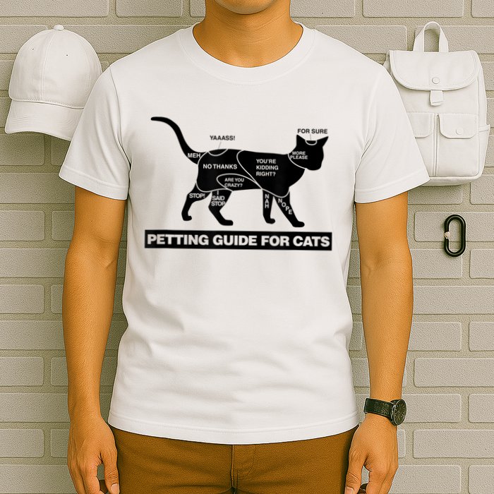 Petting Chart For A Cat Funny How To Pet A Cat Meme T-Shirt