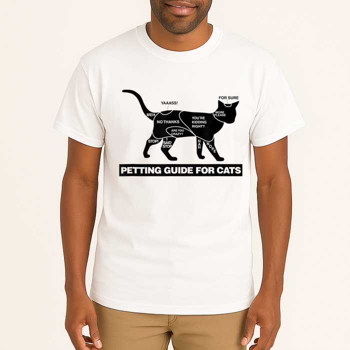 Petting Chart For A Cat Funny How To Pet A Cat Meme Tall T-Shirt
