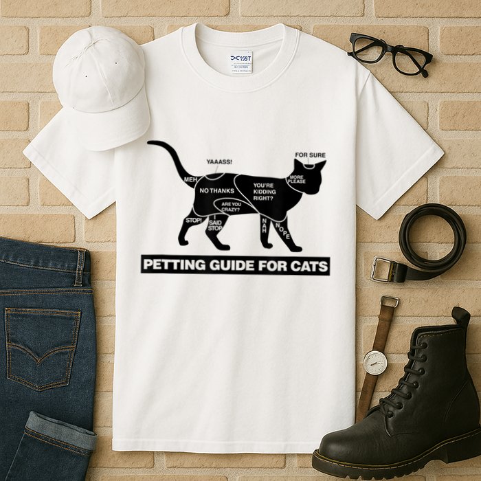 Petting Chart For A Cat Funny How To Pet A Cat Meme Tall T-Shirt