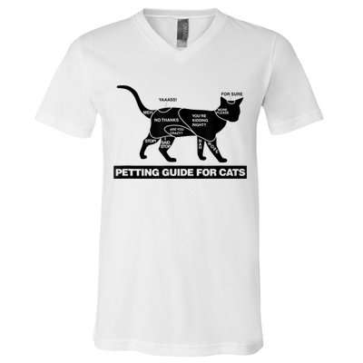 Petting Chart For A Cat Funny How To Pet A Cat Meme V-Neck T-Shirt