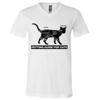 Petting Chart For A Cat Funny How To Pet A Cat Meme V-Neck T-Shirt