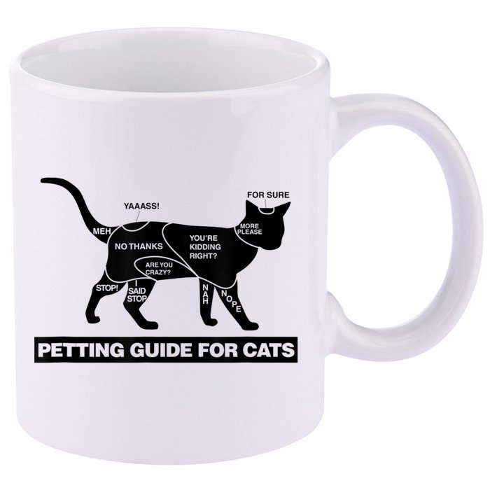Petting Chart For A Cat Funny How To Pet A Cat Meme 11oz C Handle Ceramic Mug