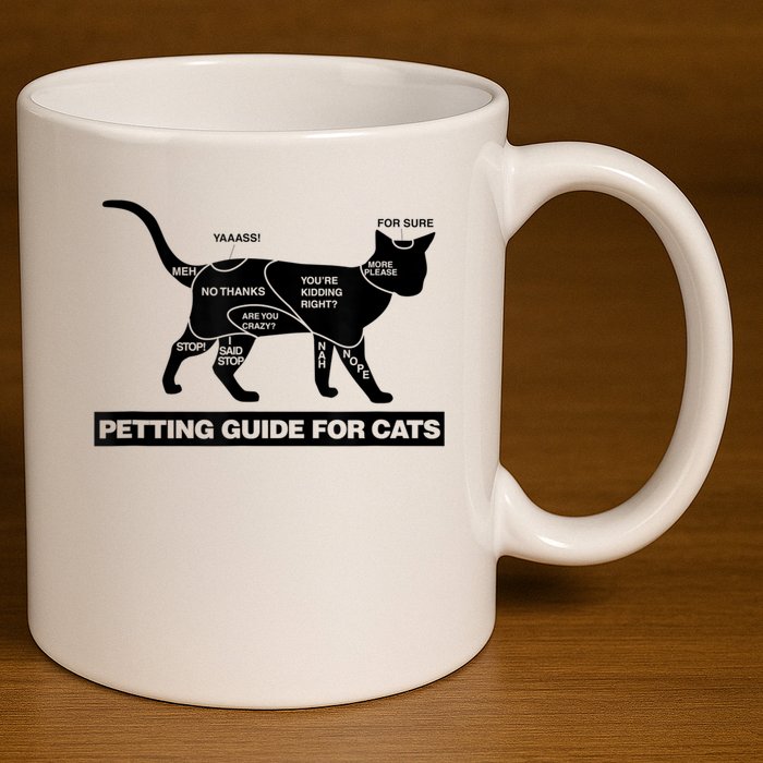 Petting Chart For A Cat Funny How To Pet A Cat Meme 11oz C Handle Ceramic Mug