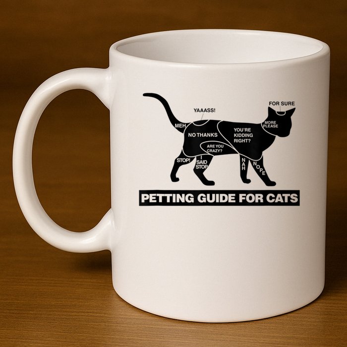 Petting Chart For A Cat Funny How To Pet A Cat Meme 11oz C Handle Ceramic Mug