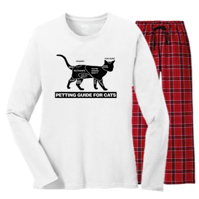 Petting Chart For A Cat Funny How To Pet A Cat Meme Women's Long Sleeve Flannel Pajama Set 